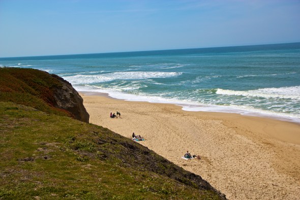 half moon bay, beach, surf, sand